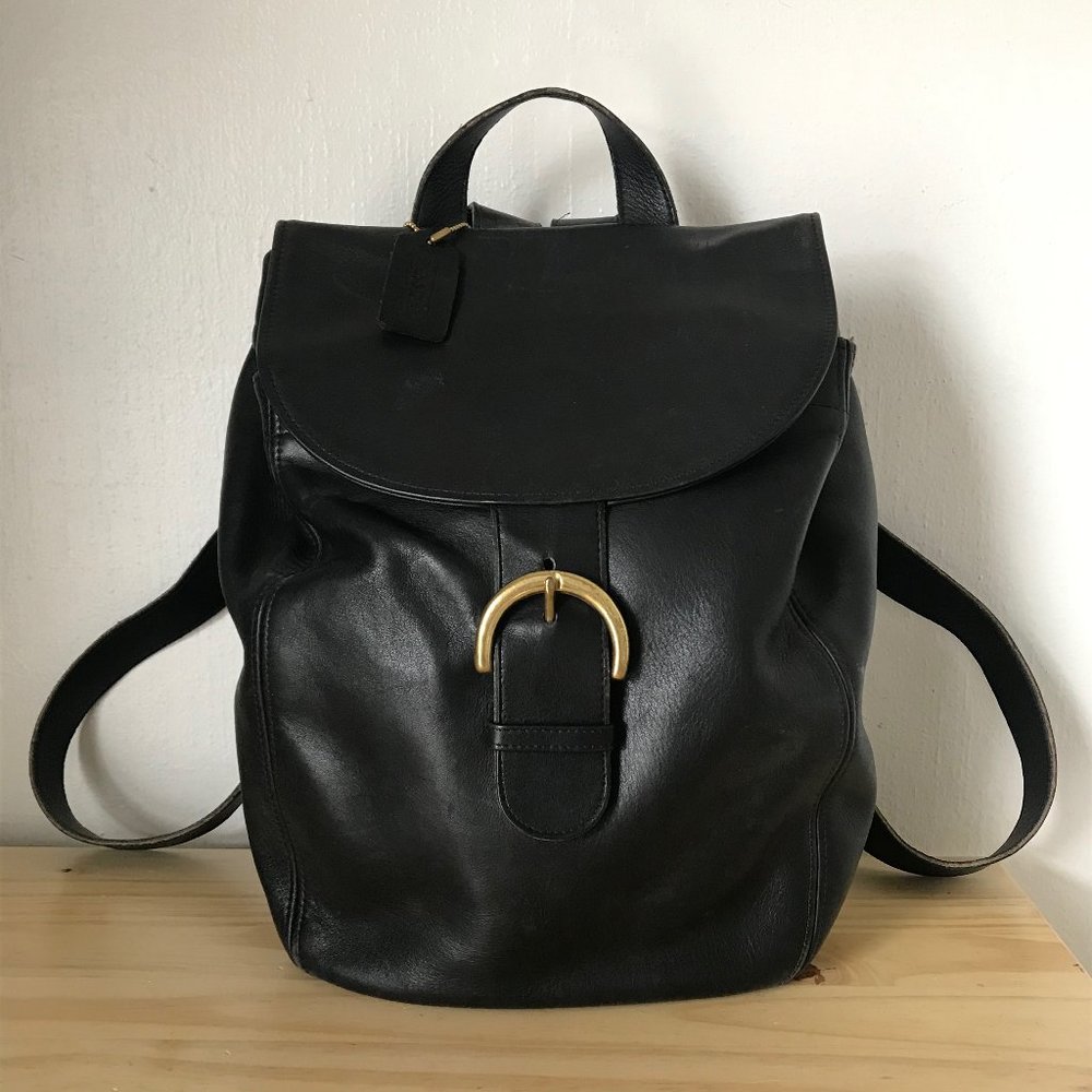 Vintage Coach Black Leather Backpack